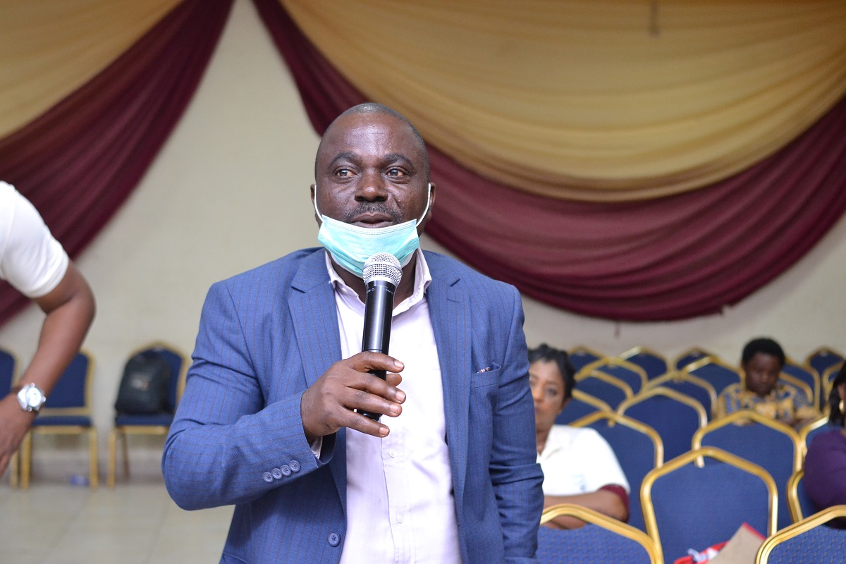 A Director at the Oyo State Ministry of Health making a submission at the Flood Early Warning Stakeholders Workshop