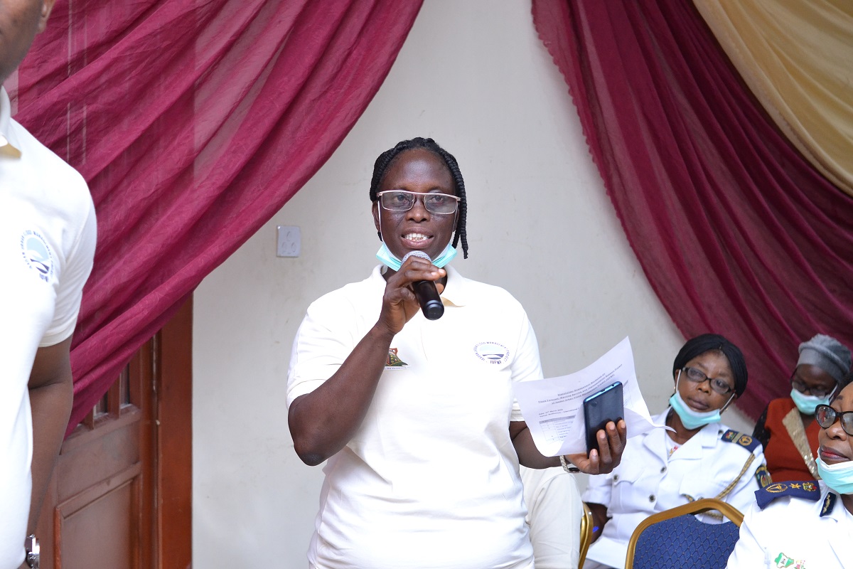 one_of_the_directors_of_environmental_health_services_mrs._adedibu_giving_a_recap_of_learnings_from_the_day_1_session_at_the_flood_early_warning_stakeholders_workshop