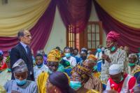 A community stakeholder sharing a perspective during the Q & A session of the Flood Early Warning Stakeholders Engagement Workshop